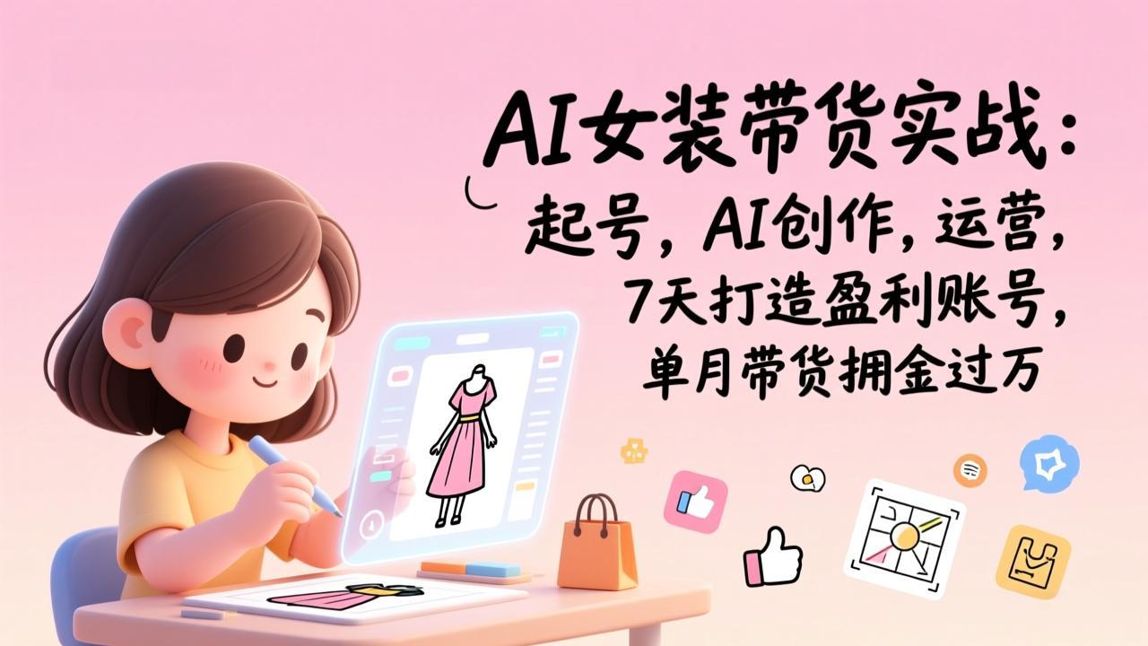 AI女装带货实战：起号，AI创作，运营，7天打造盈利账号，单月带货佣金过万-灵感工坊云网创