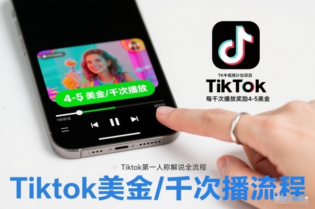 TK中视频计划项目，Tiktok第一人称解说流程，每干次播放奖励4-5美金-灵感工坊云网创