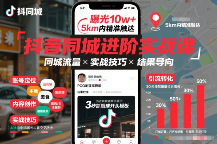 抖音同城进阶实战课，助你同城流量拿到结果-灵感工坊云网创