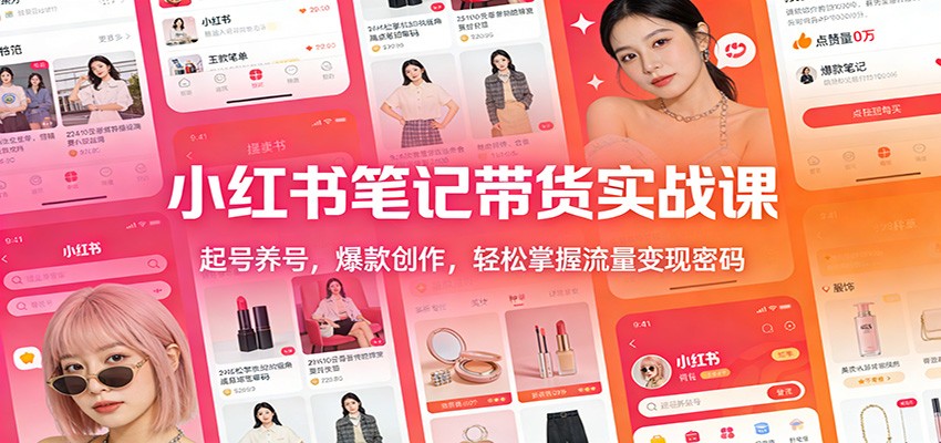 小红书笔记带货实战课：起号养号，爆款创作，轻松掌握流量变现密码-灵感工坊云网创