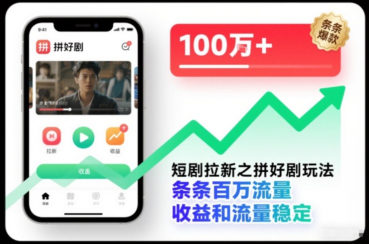 短剧拉新之拼好剧玩法，条条百万流量，收益和流量稳定-灵感工坊云网创