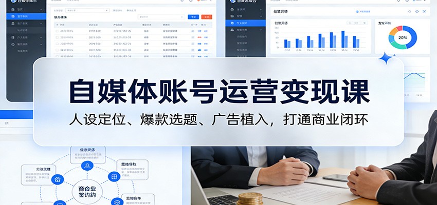 自媒体账号运营变现课：人设定位、爆款选题、广告植入，打通商业闭环-灵感工坊云网创